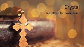  Presentation with lights - Slides enhanced with wooden cross and book background and a coral colored foreground