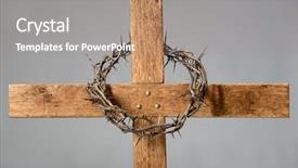  Presentation with crown thorns - Presentation theme having wooden cross and crown background and a gray colored foreground