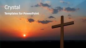  Presentation with cross - Theme enhanced with wooden cross at sunset background and a teal colored foreground