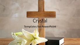  Presentation with holy bible - Slide deck having wooden cross holy bible background and a coral colored foreground