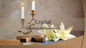  Presentation with lily - Slide set featuring wooden cross holy bible background and a coral colored foreground