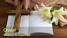  Presentation with holy bible - Colorful presentation enhanced with wooden cross holy bible backdrop and a tawny brown colored foreground