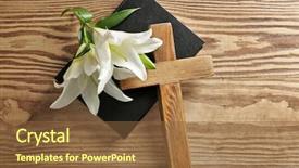  Presentation with holy bible - Colorful PPT theme enhanced with wooden cross holy bible backdrop and a tawny brown colored foreground