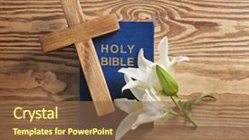  Presentation with lily - Presentation theme having wooden cross holy bible background and a tawny brown colored foreground