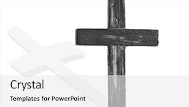  Presentation with shadow - Cool new slide set with wooden cross isolated on white backdrop and a white colored foreground