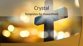  Presentation with christian - Audience pleasing PPT layouts consisting of wooden cross on blurred background backdrop and a yellow colored foreground