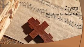 Presentation with sheet music - Colorful presentation theme enhanced with wooden cross on music sheet backdrop and a coral colored foreground