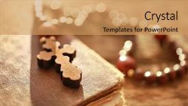  Presentation with rosary - Slide deck featuring wooden cross on old background and a coral colored foreground