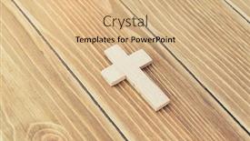  Presentation with cross - Beautiful PPT theme featuring wooden-cross-on-wooden-background backdrop and a coral colored foreground