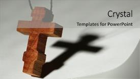  Presentation with wooden christian cross religious concept - Cool new PPT theme with chemistry - fresh spearmint herb mentha backdrop and a forest green colored foreground