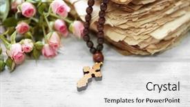  Presentation with hang - Colorful slide deck enhanced with wooden cross with flowers backdrop and a  colored foreground
