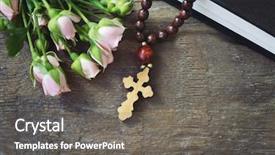  Presentation with hang - Beautiful slides featuring wooden cross with flowers backdrop and a  colored foreground