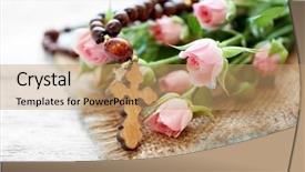  Presentation with hang - Audience pleasing theme consisting of wooden cross with flowers backdrop and a  colored foreground