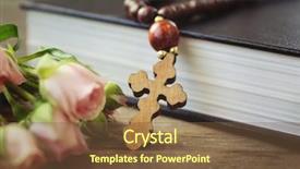  Presentation with hang - Colorful PPT theme enhanced with wooden cross with flowers backdrop and a  colored foreground