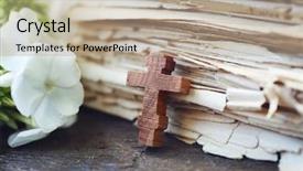  Presentation with old bible - Cool new theme with wooden cross with flowers backdrop and a  colored foreground