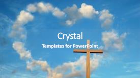  Presentation with heart clouds - PPT layouts consisting of wooden cross with heart shaped background and a teal colored foreground