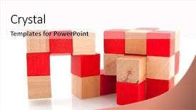  Presentation with red puzzle - Slide deck consisting of wooden cube puzzle to test background and a sky blue colored foreground