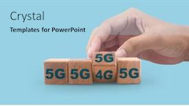  Presentation with infographic - Presentation design with wooden-cubes-in-a-hand background and a light blue colored foreground