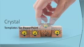  Presentation with infographic - PPT layouts enhanced with wooden-cubes-in-a-hand background and a light blue colored foreground