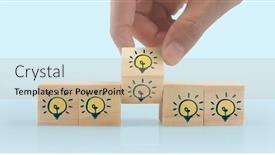  Presentation with infographic - Presentation theme with wooden-cubes-in-hand background and a coral colored foreground