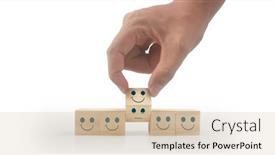  Presentation with infographic - Presentation design having wooden-cubes-in-hand background and a soft green colored foreground