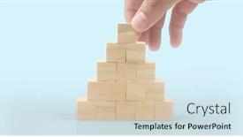 Presentation with infographic - PPT theme featuring wooden-cubes-in-hand background and a soft green colored foreground