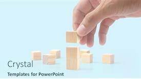  Presentation with infographic - PPT layouts with wooden-cubes-in-hand background and a sky blue colored foreground