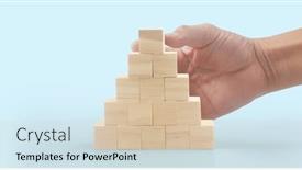  Presentation with infographic - Slide deck featuring wooden-cubes-in-hand background and a soft green colored foreground