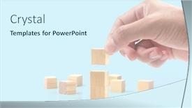  Presentation with infographic - Slides featuring wooden-cubes-in-hand background and a cool aqua colored foreground