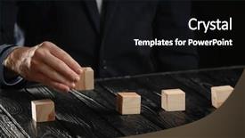  Presentation with human resource management resources concept - PPT theme with wooden cubes on table management background and a black colored foreground