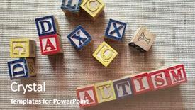  Presentation with autism - Colorful presentation theme enhanced with wooden cubes with text autism backdrop and a coral colored foreground