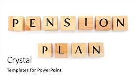  Presentation with pension - Beautiful slide set featuring wooden cubes with text pension backdrop and a white colored foreground