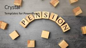  Presentation with pension - Slides with wooden cubes with word pension background and a coral colored foreground