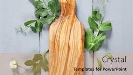  Presentation with botanical - Cool new presentation theme with wooden-cutting-board-and-greenery backdrop and a coral colored foreground