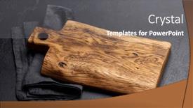  Presentation with kitchen towel - Slide set with wooden-cutting-board-and-kitchen background and a  colored foreground