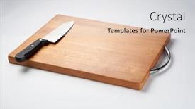  Presentation with cutting board - Amazing theme having wooden-cutting-board-and-knife backdrop and a light gray colored foreground