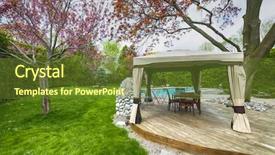  Presentation with residential - Audience pleasing slide deck consisting of wooden deck and gazebo backdrop and a tawny brown colored foreground
