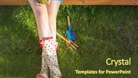  Presentation with pen laptop coffee cup clips - Cool new slides with wooden deck wearing wellington boots backdrop and a tawny brown colored foreground