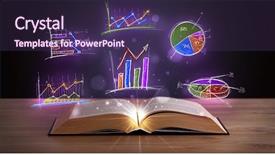  Presentation with blank note book and wooden - Beautiful slide set featuring wooden deck with glowing graph backdrop and a violet colored foreground