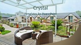 Presentation with rattan furniture - Amazing PPT theme having wooden decking and rattan backdrop and a sky blue colored foreground