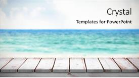 Presentation with doors to beach scene - Slide deck having wooden desk against beach scene background and a white colored foreground