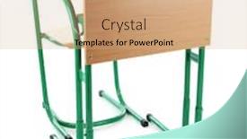  Presentation with desk - Slide deck enhanced with wooden-desk-and-chair-isolated background and a coral colored foreground