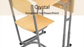  Presentation with desk - Beautiful slide set featuring wooden-desk-and-chair-isolated backdrop and a coral colored foreground