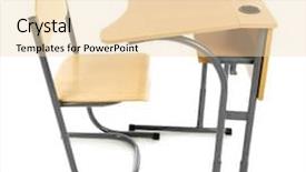  Presentation with flowers on white wooden - Beautiful presentation design featuring wooden desk and chair isolated backdrop and a  colored foreground