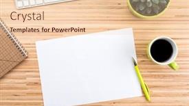  Presentation with wooden desk cup - Cool new theme with wooden-desk-with-computer-keyboard backdrop and a lemonade colored foreground