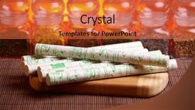  Presentation with wooden desk cup - Beautiful presentation theme featuring wooden desk with tcm backdrop and a red colored foreground