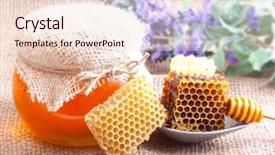  Presentation with honeycomb - Presentation design enhanced with wooden dipper bowl and honeycomb background and a  colored foreground