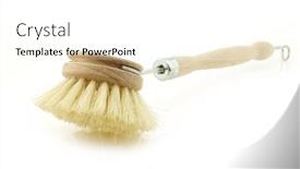  Presentation with flowers on white wooden - PPT theme consisting of entanglement - wooden dish washing brush background and a white colored foreground