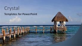  Presentation with dock - Colorful slides enhanced with wooden dock at the caribbean sea at yucatan peninsula mexico backdrop and a light blue colored foreground