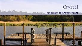  Presentation with lake dock - PPT theme featuring wooden dock extending over lake with daylight moon background and a sky blue colored foreground
